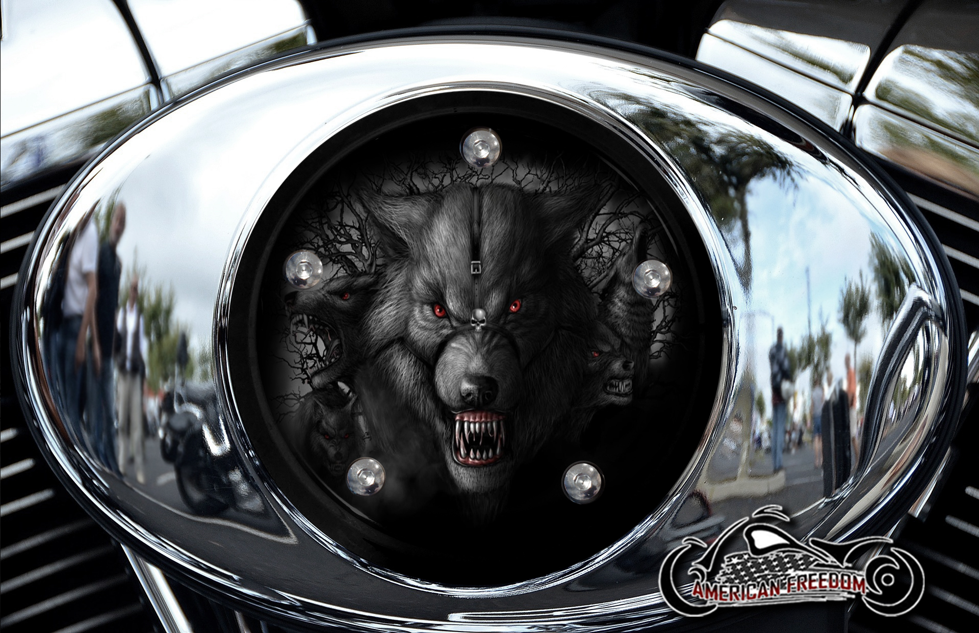 Custom Air Cleaner Cover - Angry Wolf
